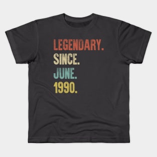 Retro Vintage 30th Birthday Legendary Since June 1990 Kids T-Shirt